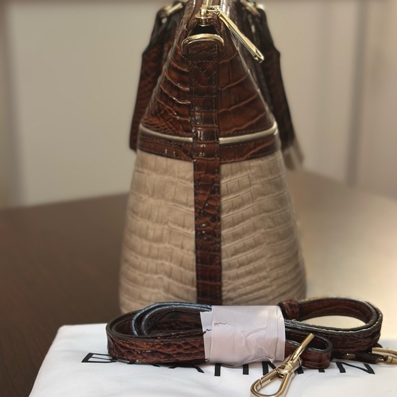 Brahmin Brown and Tan Crocodile Embossed Satchel - Picture 7 of 8